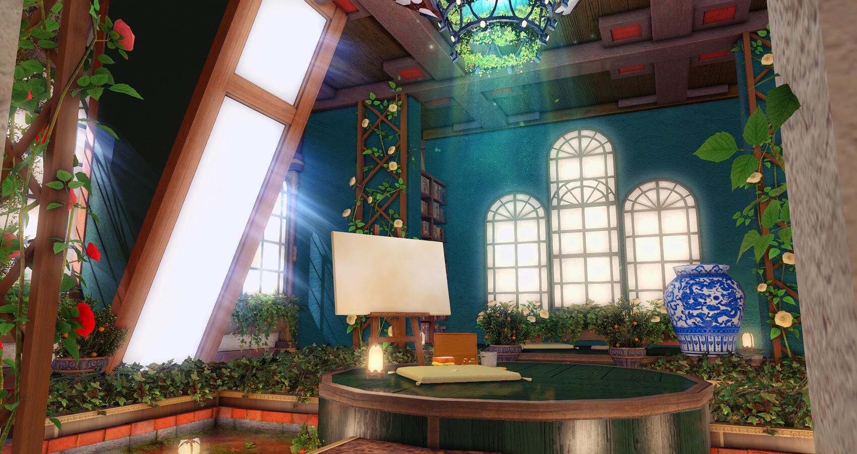 Artist&#39;s retreat under the eaves.